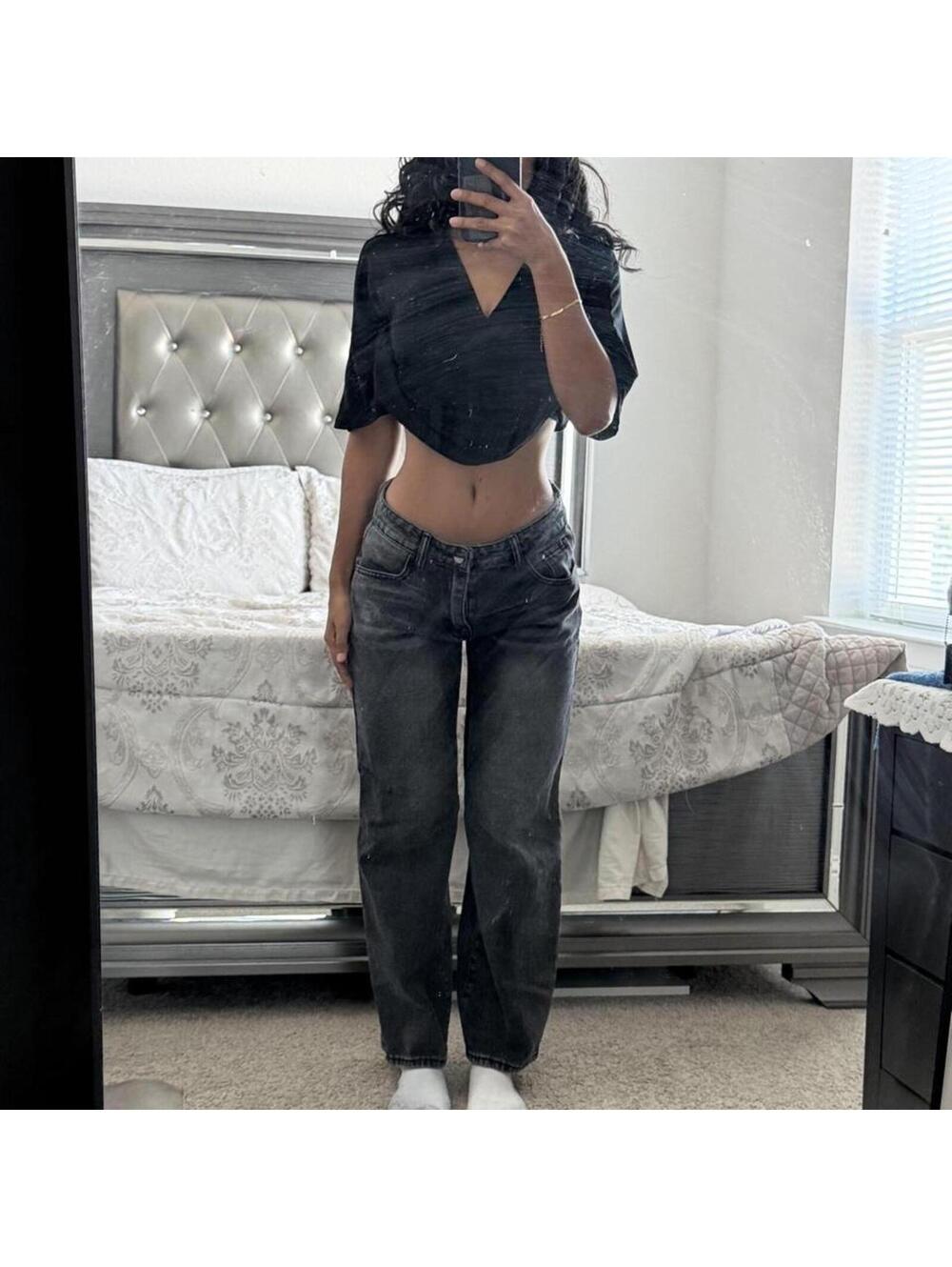 Low rise wide leg jeans